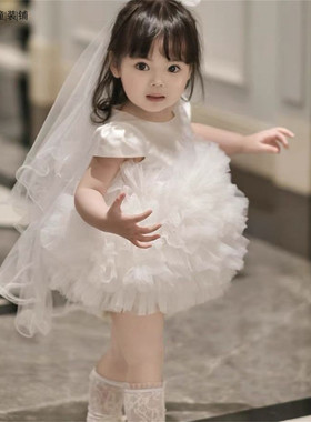 女童周岁抓周花童婚纱礼服蓬蓬裙