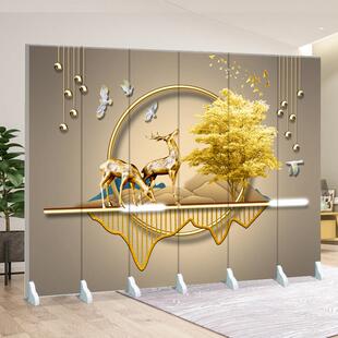 新中式简约现代屏风隔断客厅办公室酒店包间移动实木防水折屏定制