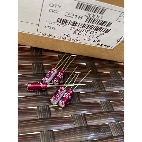 22UF 50V 日本 伊娜 ELNA 音频电容 50V22UF 5*11 RA3 紫红袍
