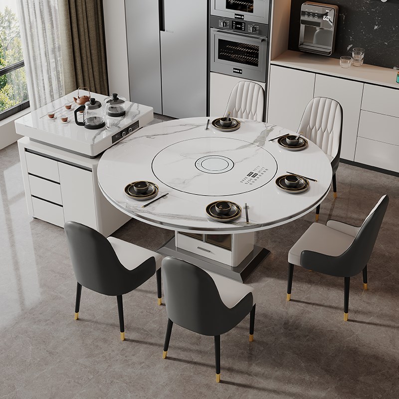 岛台餐桌一体家用现代简约多功能带电磁炉可伸缩2024新Z款岩板餐