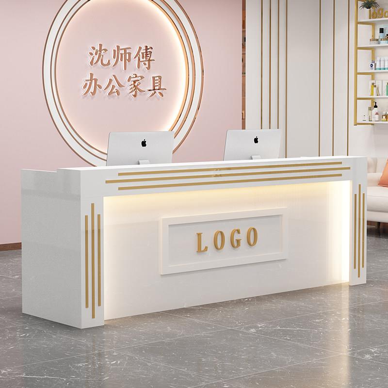 收银台服装店柜台美发美容院前台接待台简约现代带灯吧台轻奢