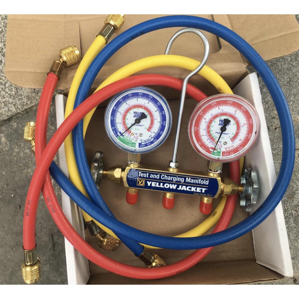 美国进口全新原装正品空调加氟双表高低压真空压力表工业冷媒表