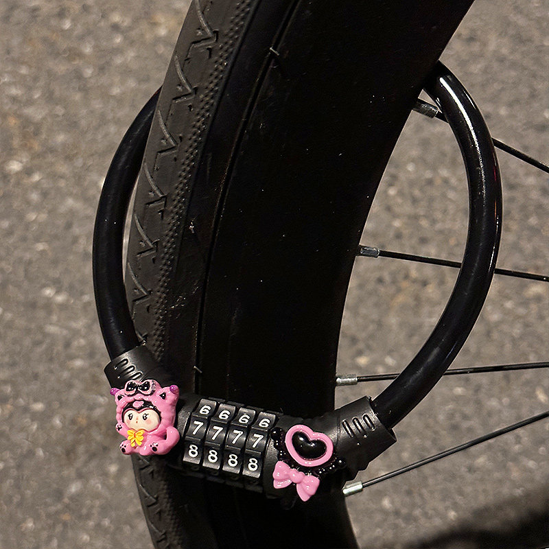 库洛米自行车锁防盗密码锁单车山地公路车电动车便携式骑行钢缆锁