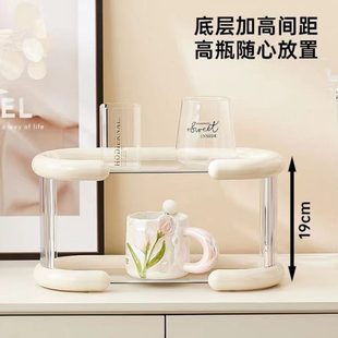 厂促轻奢杯子收纳置物架双层茶杯架茶具收纳架家用托盘桌面放水杯