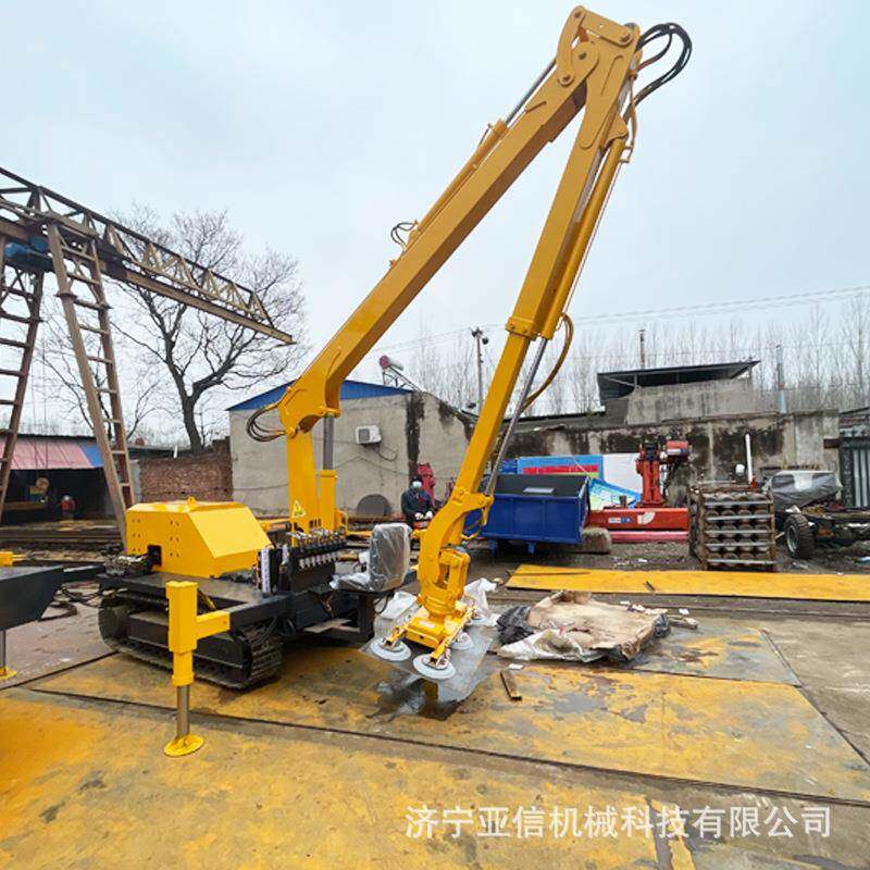 自行走履带光伏板安装设备太阳能板吸盘举升机遥控比例阀操作