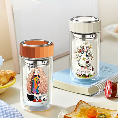 小巧可爱水杯双层玻璃杯