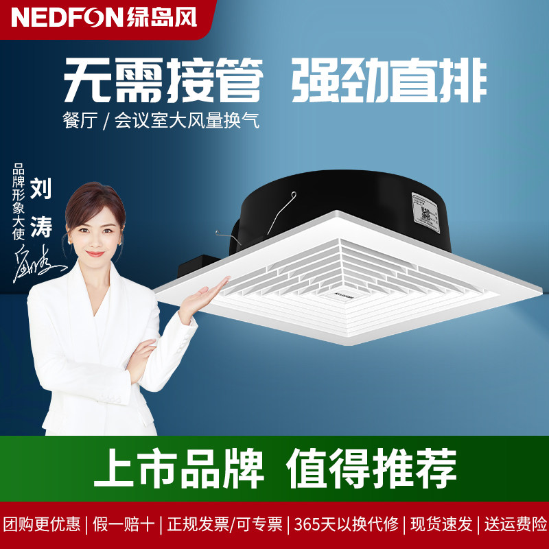 绿岛风排气扇卫生间排风扇厨房吸顶式换气扇强力静音直排强劲抽风