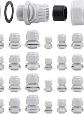 32个可调节3-15 毫米M12M16M20M25电缆密封套灰色防水电缆垫圈