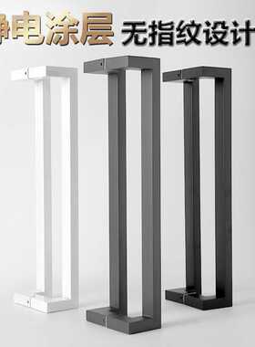 玻璃门拉手不锈钢方管黑色灰色白色双弯斜拐脚有框门