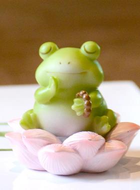 可爱好运莲莲小青蛙摆件办公室桌面车载解压情绪庭院花盆造景装饰