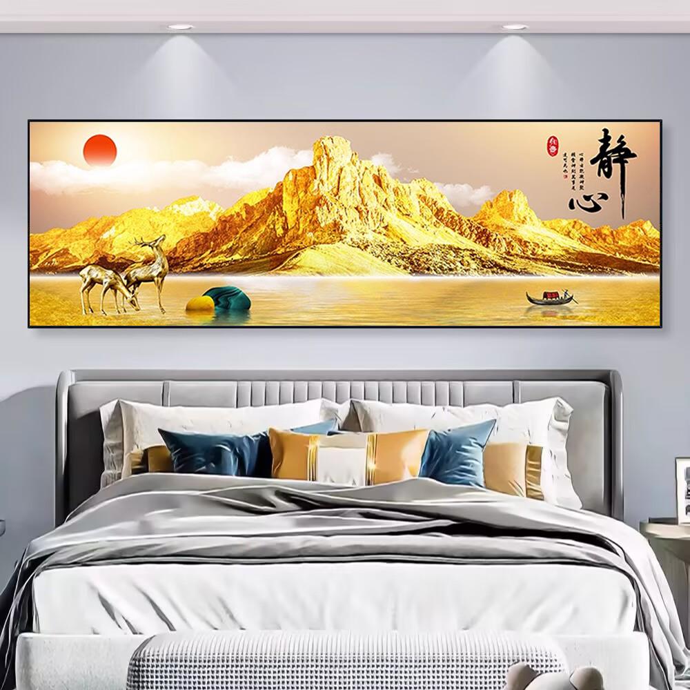 卧室床头钻石画满钻新款背靠金山静心主卧点贴钻十字绣钻石绣手工