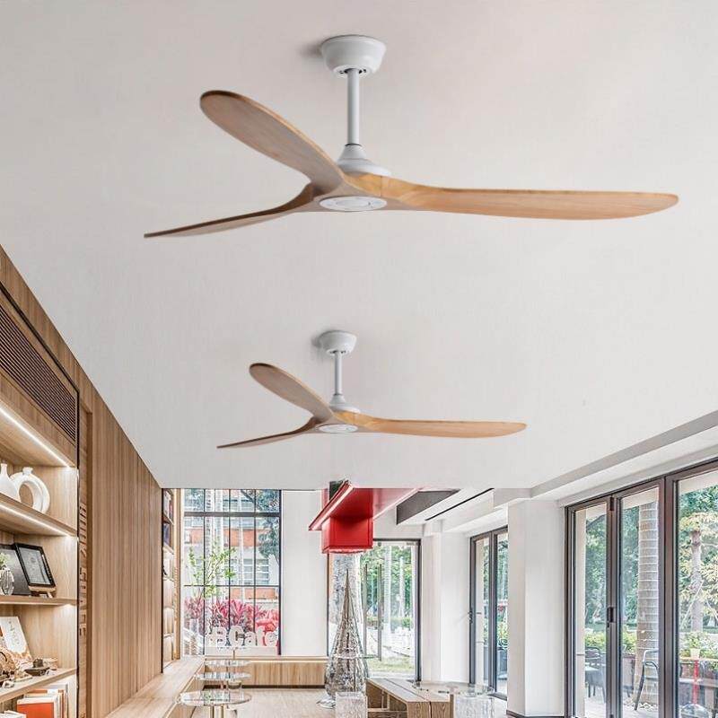 覆古实木风扇大风力吊扇北欧餐厅客厅工业商用变频无灯遥控电风扇