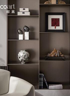 邸高家居新中式公司前台装饰品摆件高档办公室样品展示柜软装布置