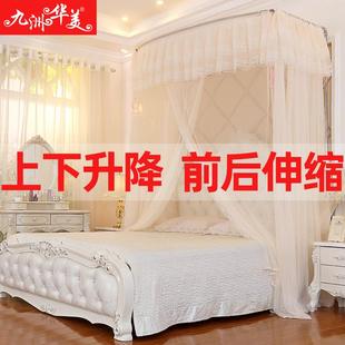 三开门落地升降不锈钢支架1.5m1.8米床双人家用 U型可伸缩蚊帐新款