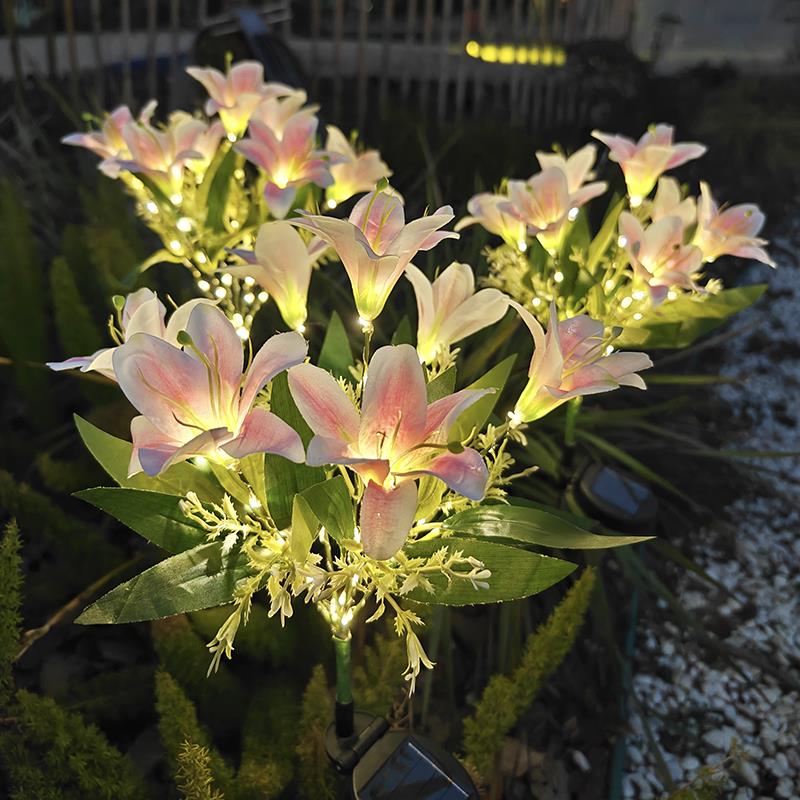 升级版太阳能百合花灯户外庭院装饰灯花园彷真花灯防水地插草坪灯