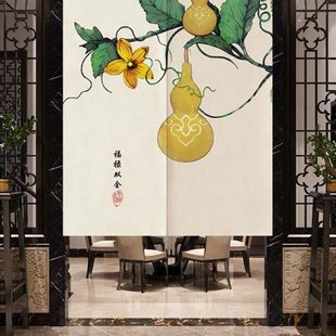 门帘半帘隔断卧室家用帘子厕所半截复古遮挡布艺装 中式 饰粘贴布帘