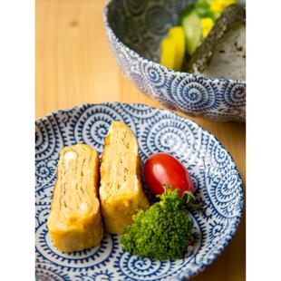 日本进口陶瓷餐具日式 旬味 和风釉下彩唐草纹系列家用碗盘钵碟