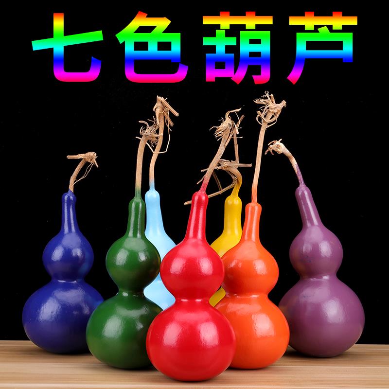天然葫芦娃七彩葫芦挂件摆件七色小葫芦儿童玩具家居装饰舞蹈道具