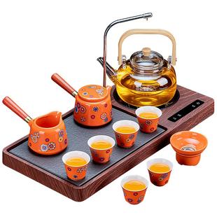 全自动家用电陶炉煮茶炉玻璃茶壶烧水泡茶台茶盘 功夫茶具一体套装