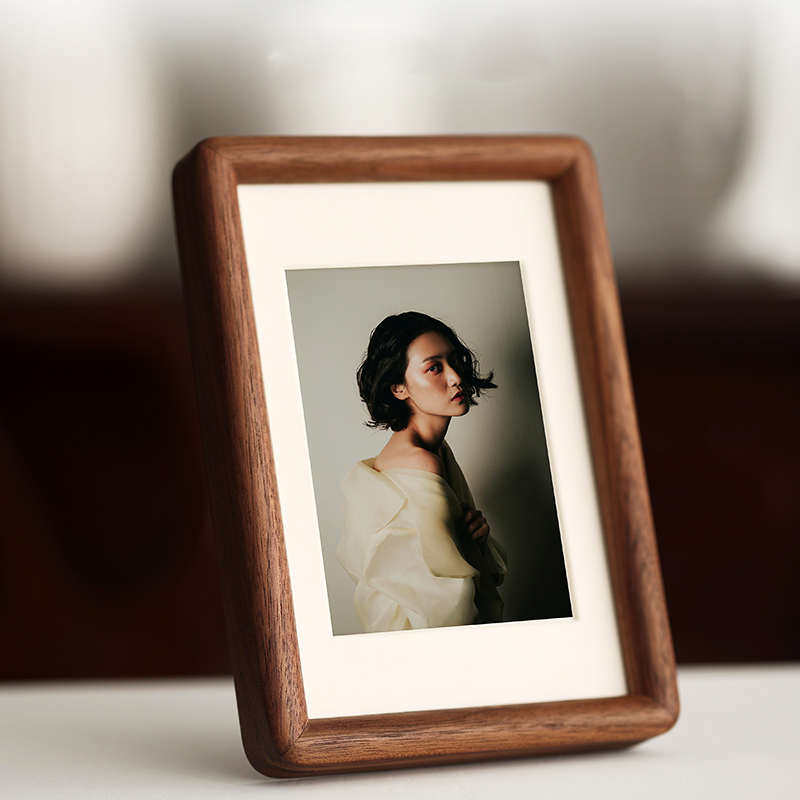 美式胡桃木榫卯实木相框摆台高级感3寸洗照片结婚登记照艺术装裱