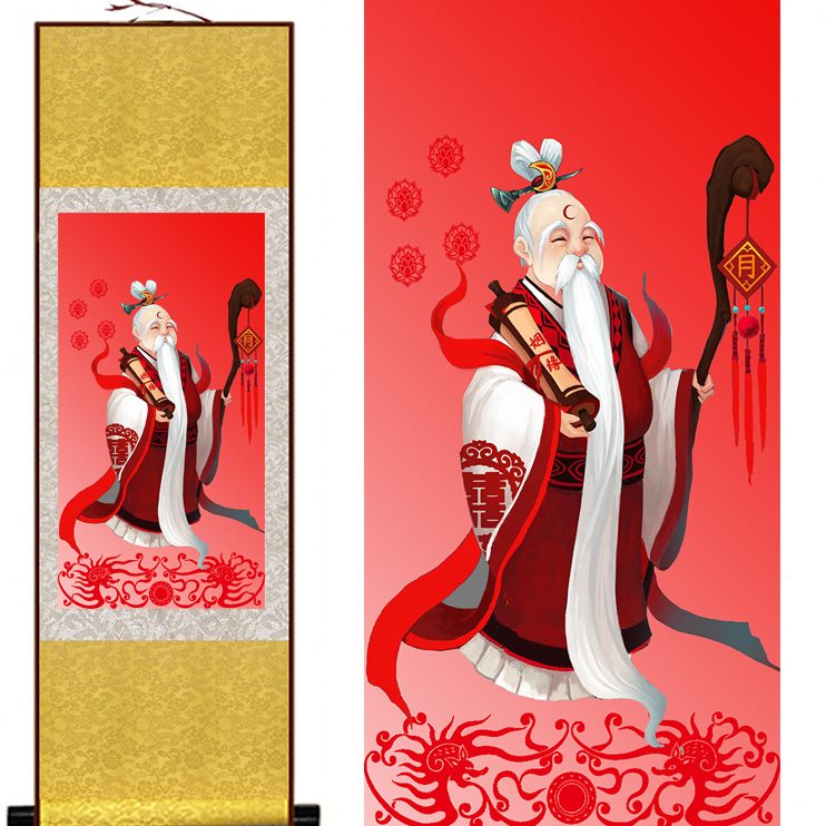 沙发背景墙装饰画丝绸客厅画现代简约挂画玄关月画老画像墙面神像图片