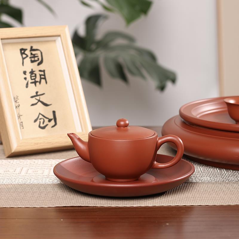 潮州手拉壶全手大口丰收壶工夫茶小号泡茶复古潮州朱泥出水好密封