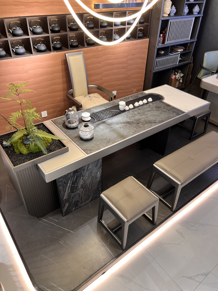 壹官堂实木茶台意式极简茶桌2024新款高端办公室茶桌家用泡茶桌子