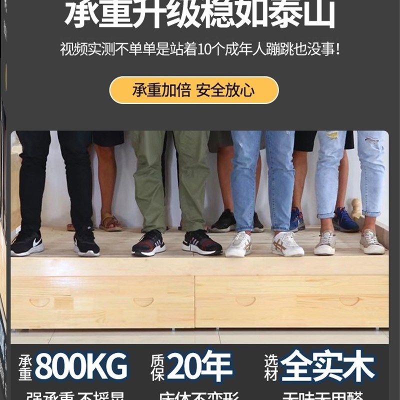 实木床现代简约1.5m经济型家用家具双人大床主卧1米2单人床架2022