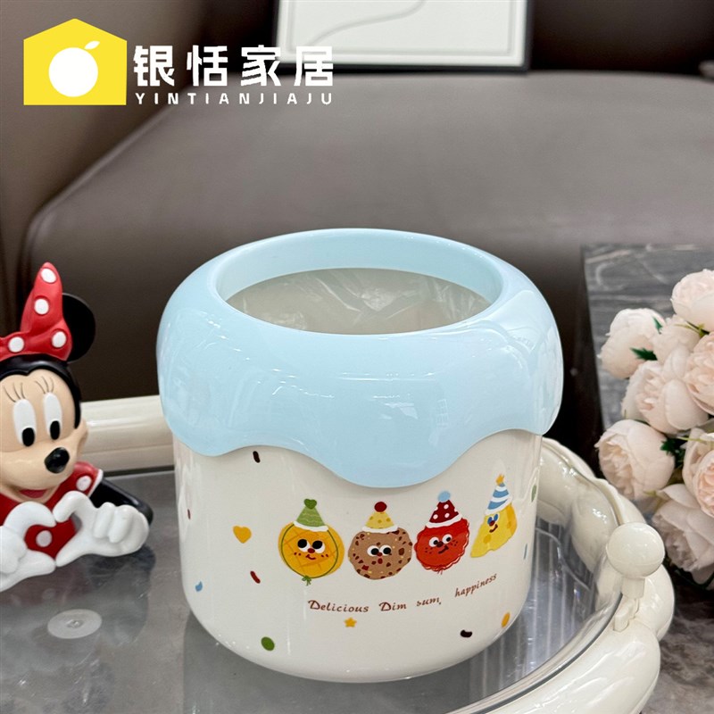 桌面圆形小垃圾桶l塑料办公室无盖分类垃圾盒带压圈迷你客厅废纸