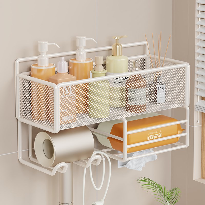 吹风机置物架洗漱台免打孔t多功能一体挂架浴室壁挂多功能纸巾架