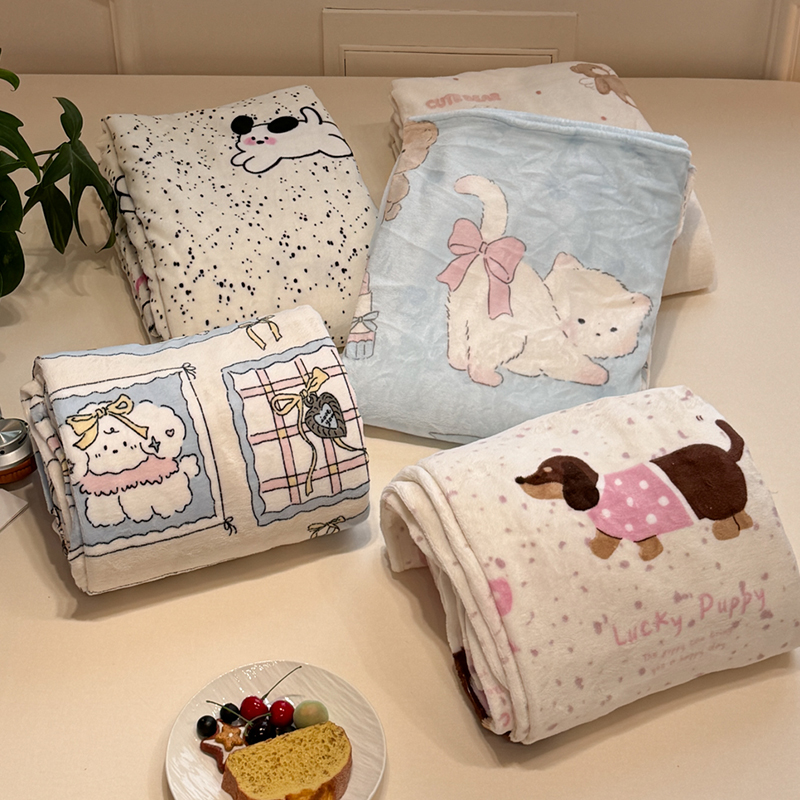 A类卡通腊肠小狗牛奶绒床单单件2024新款M珊瑚绒宿舍保暖被单枕套