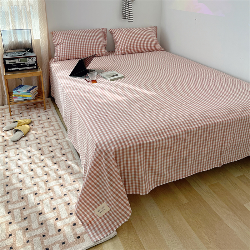 现货床单单件简约纯o色单人宿舍棉水洗棉被单枕套三件套双人