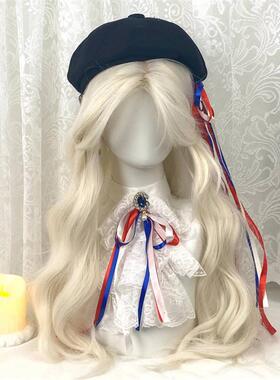 法兰西cos假发ch自然假发拟人水波纹奶白金中分八字刘海二次元cos