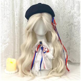 法兰西cos假发ch自然假发拟人水波纹奶白金中分八字刘海二次元cos