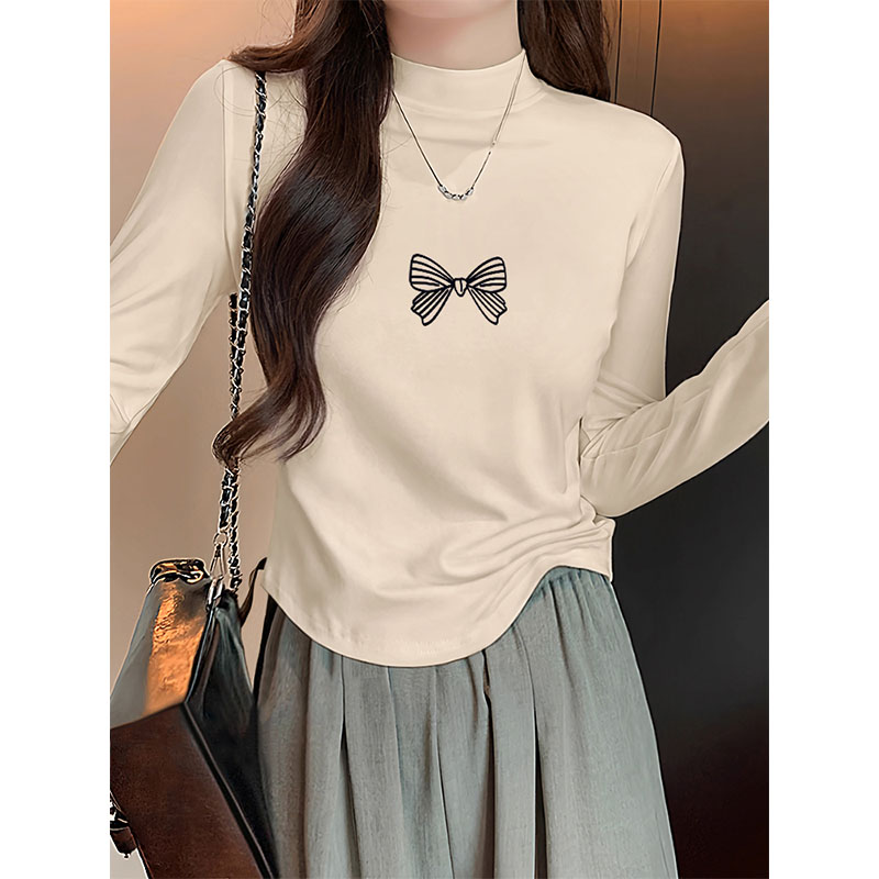 长袖T恤女内搭秋冬半高领打底衫