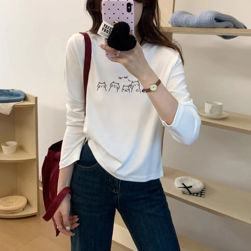 长袖t恤女2026修身圆领打底衫春秋内搭设计感小众短款上衣潮