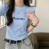 正肩纯棉短款 打底高腰显瘦韩系上衣 内搭半袖 t恤女夏短袖 2026新款