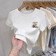 纯棉正肩短袖 上衣 白色打底高腰显瘦短款 t恤女夏2026新款 内搭半袖