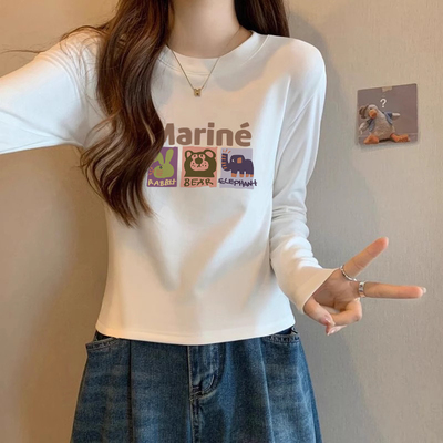 秋季纯棉洋气长袖T恤内搭女