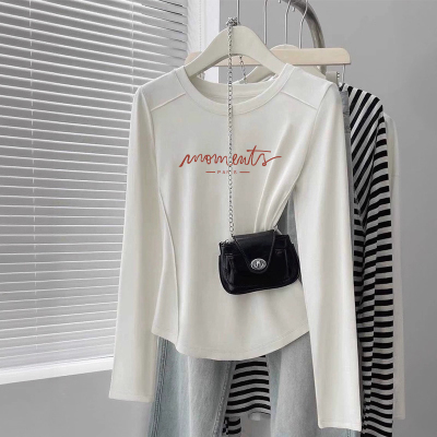 纯棉长袖打底衫女鱼骨内搭t恤