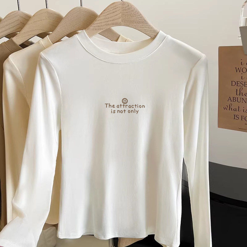 纯欲风短款长袖正肩t恤女春秋新款纯棉小个子设计感小众打底衫