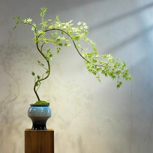 流泉枫仿真绿植假花高级古风新y中式茶室装饰禅意玄关摆件小型盆