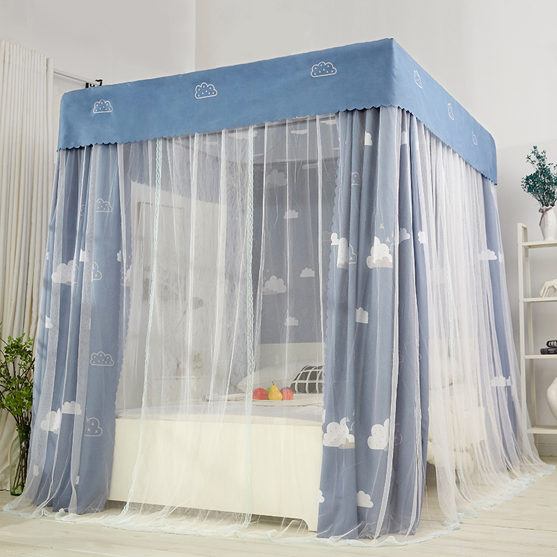 落地支架床布蚊帐床帘遮光防尘一体式18Im床幔加厚公主风双人家用