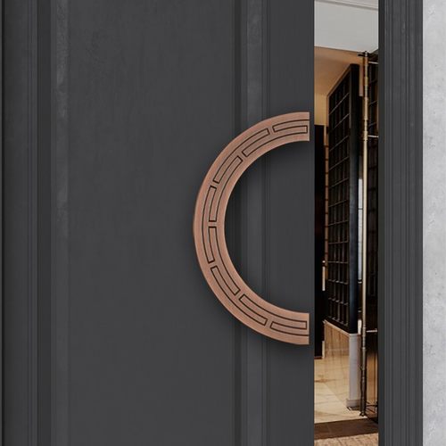 中式半圆玻璃门拉手酒店包厢圆把手仿古现代会议室实木门大把手