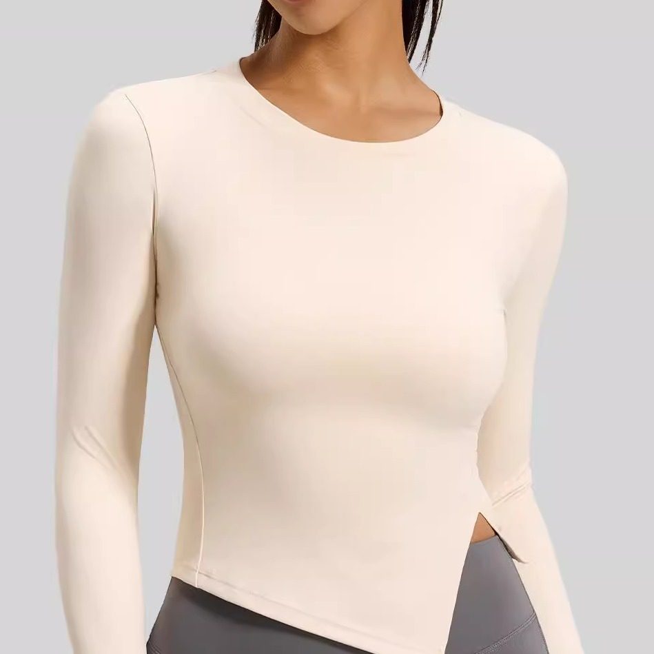 *CSB修身开叉瑜伽服吸湿排汗透气长袖休闲运动健身衣女图片