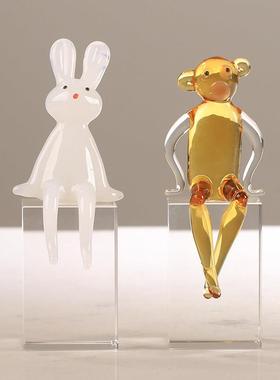 轻奢琉璃艺术动物摆件现代客厅办公室书房装饰乔迁书桌工艺品礼品