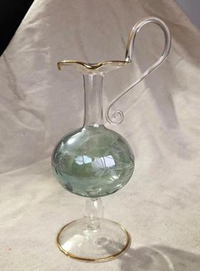 一枚橙 法式中古vintage玻璃雕花小众手作异形花瓶摆件情侣礼物