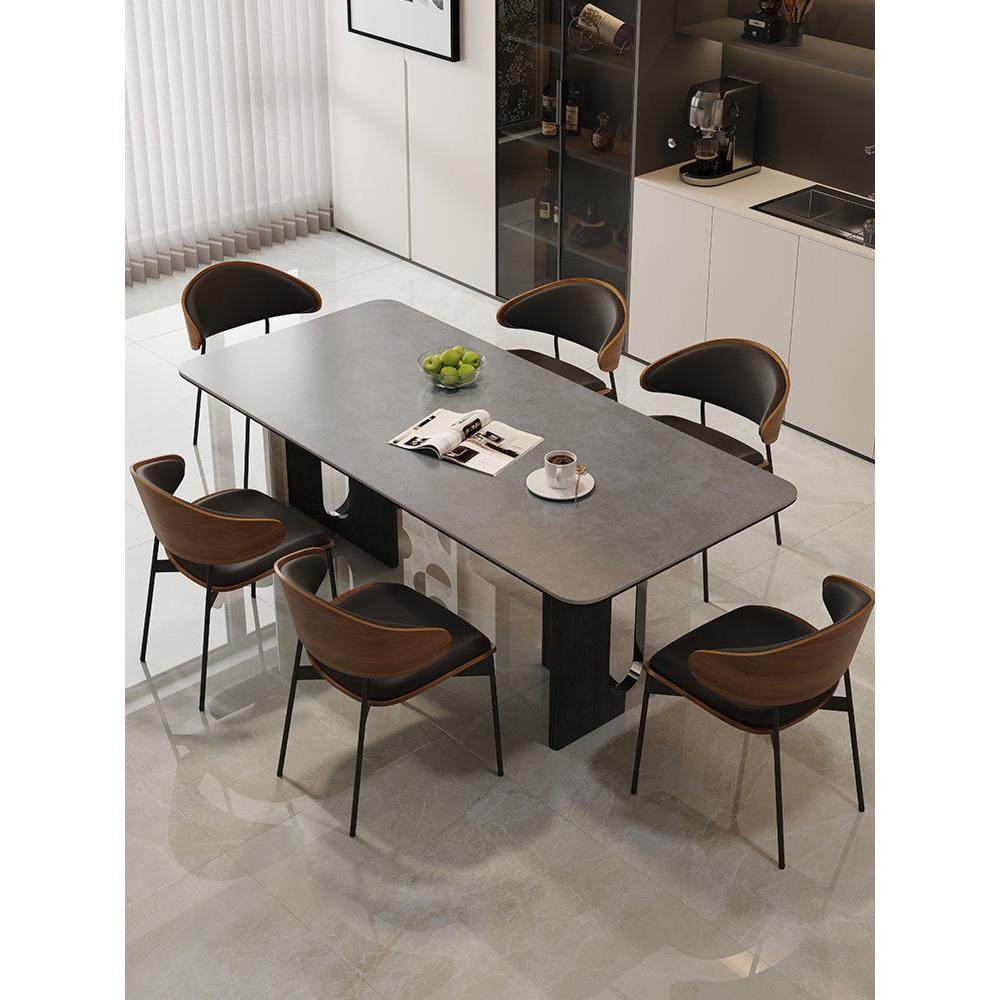 梵创 覆古风岩板餐桌现代简约黑色家用长方形饭桌高端餐桌椅组合,住宅家具,岩板餐桌,淘宝优惠券,粉丝福利购,淘宝优惠卷