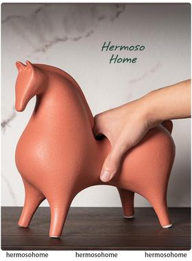 HERMOSO 小号红色马摆件陶瓷酒柜装饰品玄关北欧乔迁新居礼物送礼