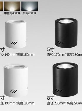 led明装筒射灯4寸5寸6寸8寸圆形店铺吸顶式商场cob工程款明装筒灯